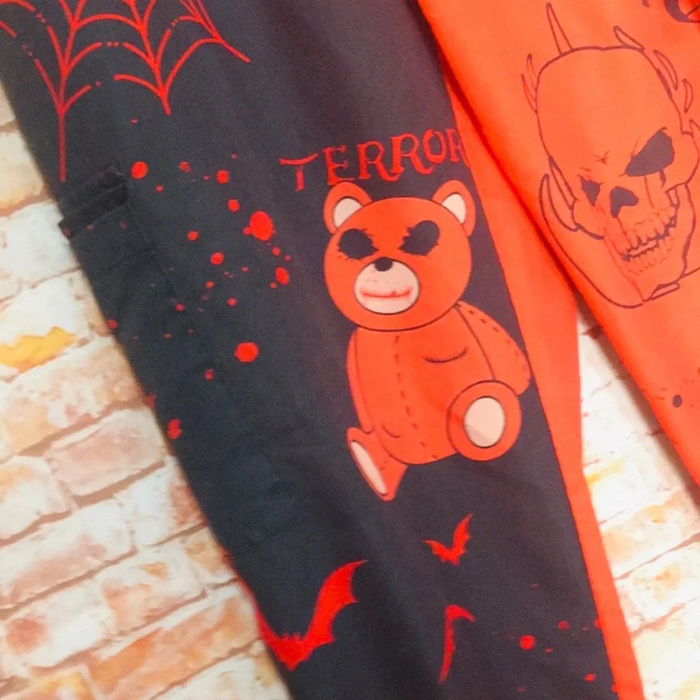 Romwe Black and Orange Halloween Themed Wind Jogger Pants - Picture 4 of 7